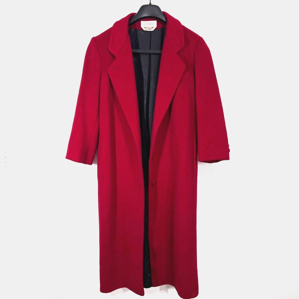 Vtg Cassidy Wool Long Peacoat Size 8 Lined Claret‎ Red Hand Tailored Buttons USA